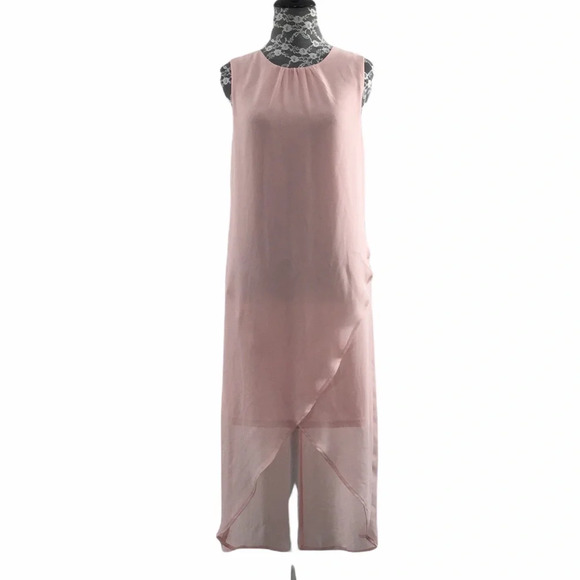 Venus Pink Slip Dress Sleeveless Wrap  Womens 4 Semi Sheer Hi Low Hem‎ Y2K - Picture 1 of 15